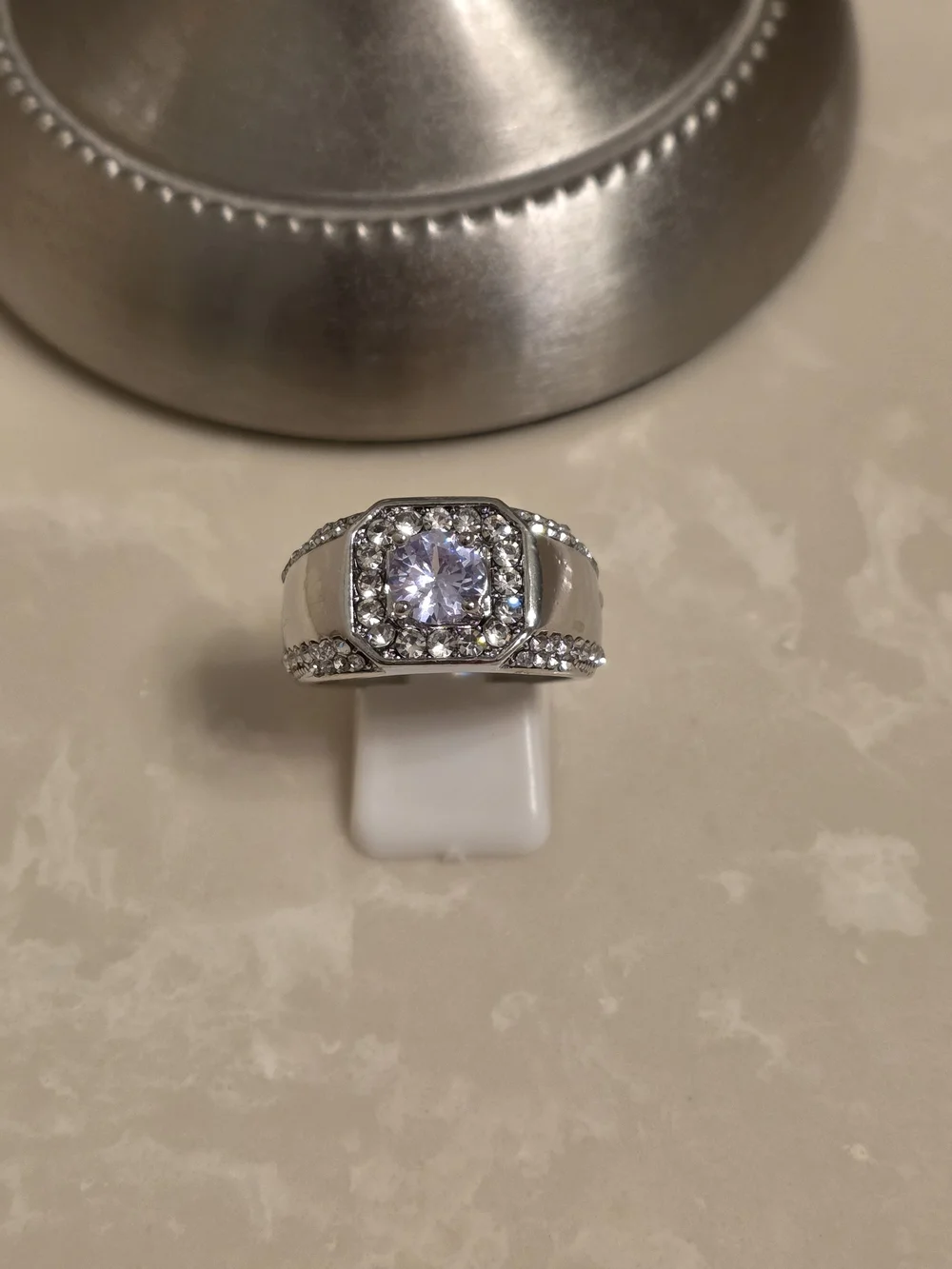 Men's Silver and CZ Ring Size 10